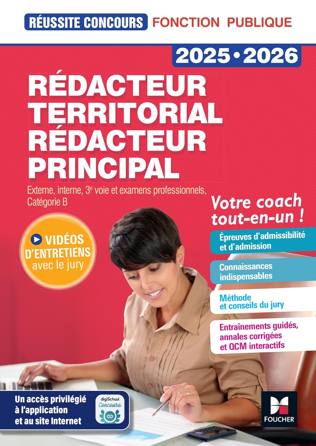 Couverture du livre : Réussite Concours - Rédacteur territorial/principal - 2025-2026 - Préparation complète